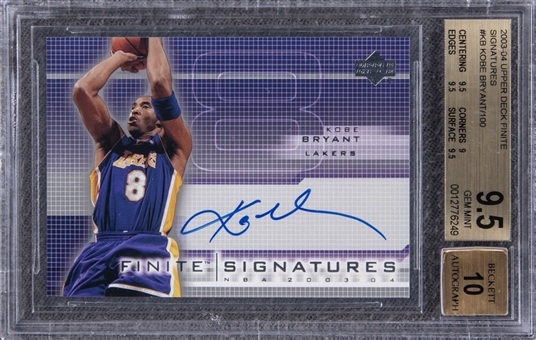2003-04 Upper Deck Finite Signatures #KB Kobe Bryant Signed Card (#/100 ) - BGS GEM MINT 9.5/BGS 10